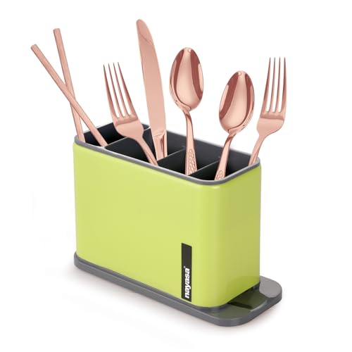 Image of Nayasa Tobler Multi-Purpose Compact Desk Storage Organizer | Stationary Box for Case Pen Pencil Holder | Cosmetics & Make Up Organizer | Neon Green