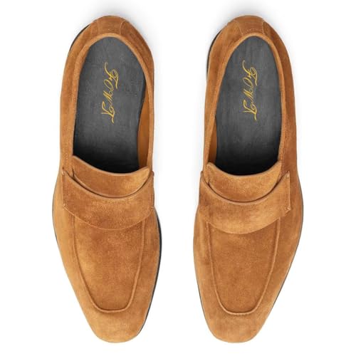 FOWT Men Retro Round Toe Slip On Loafers Flat Heel Comfy Casual Daily Shoes Size 4-16 US4