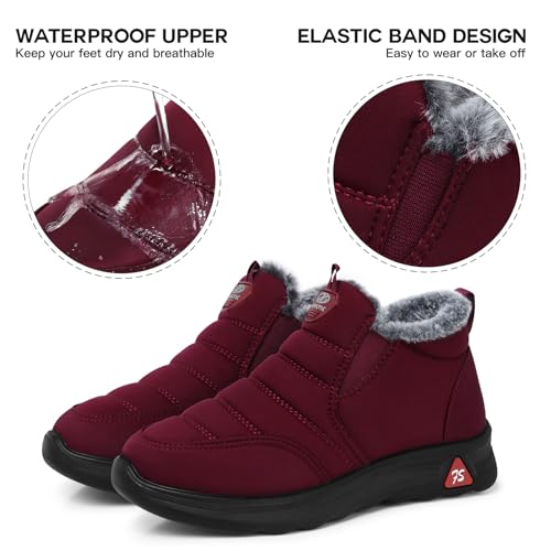 Image of SHIBEVER Winter Boots for Women Warm: Comfortable Slip on Ankle Snow Boots