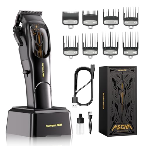 Hair Clippers Professional for Men- High Torque Brushless Motor with Diamond-Like Carbon Coating Ceramic Blade, Mens Cordless Hair Clippers Set for Barbers with Charging Base by SUPRENT - Used condition - US$35.63