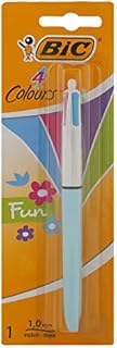 BIC 4 Colours Fun Retractable Ballpoint Pens - Assorted Fashion Body Colours and Medium Point (1.0 mm) , Single unit