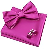 Alizeal Men's Tuxedo Bow Tie, Hanky and Cufflinks Set (Magenta)
