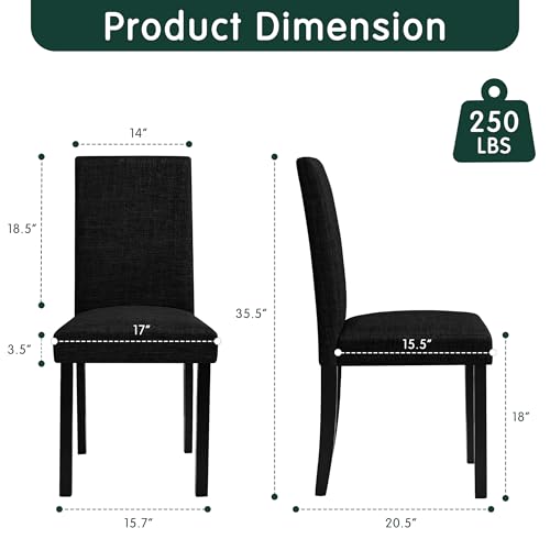 CHUN YI Upholstered Dining Chairs Set of 4, Fabric Dining Room Chairs with Solid Wood Legs, Modern Parson Chairs for Kitchen, Restaurant, Hotel, Black - Image 3