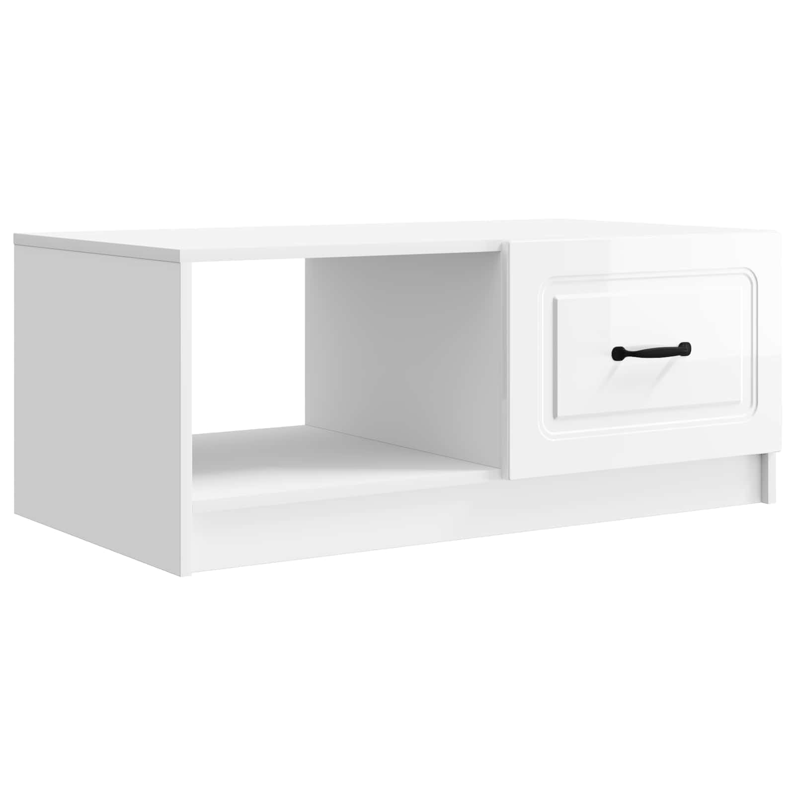 Table basse avec compartiments de rangement design blanc laqué pour séjour