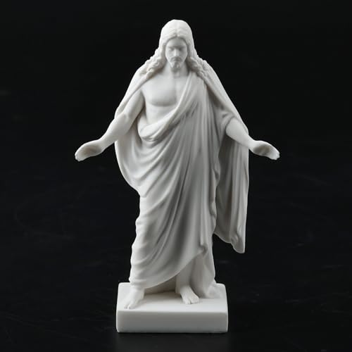 Estatua de Cristo 3 pulg Mármol Cultivado Blanca miniatura 3