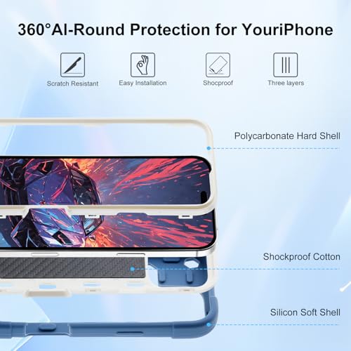 Image of MARKILL Compatible with iPhone Case with Ring Stand, Military Grade Drop Protection Full Body Rugged Heavy Duty Protective Durable Cover iPhone. (Blue, iPhone 16 Pro 6.3 inch)