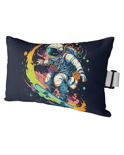 Outdoor Pillows Covers with Inserts Sports Theme Watercolor Astronaut Skateboard Painting Waterproof Pillow with Adjustable Strap Throw Pillows for Patio Furniture Pool Lounge Chair, 12x20 Inch, 1PCS