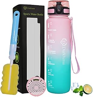 DURKHANAI 1 Litre Sports Water Bottle with Time Marker, BPA Free Tritan Plastic Drinking Bottle, Leak Proof Design Drink Bottle to Keep yourself Hydrated.