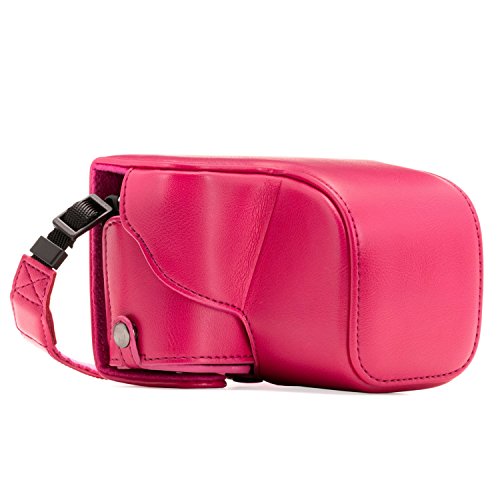 MegaGear Sony Alpha A6300, A6000 (16-50 mm) Ever Ready Leather Camera Case with Strap - Hot Pink - MG1145