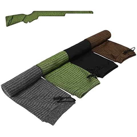 WIOR 4 Pack Gun Socks, 52 x 6 Inch Extra-Wide Knit Gun Socks for Rifles/Shotguns, Silicone Treated Gun Cover Protection Gun Sleeve with Drawstring Closure for Hunting Shooting Anti-Rust Moisture-Proof Cover