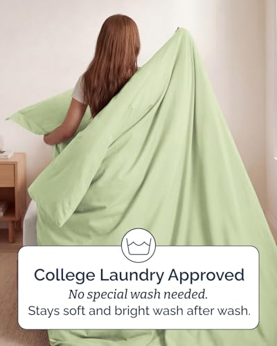 Image of Duvet Cover Twin /Twin XL - 2 Piece Set College Dorm Room - Light Sage Green