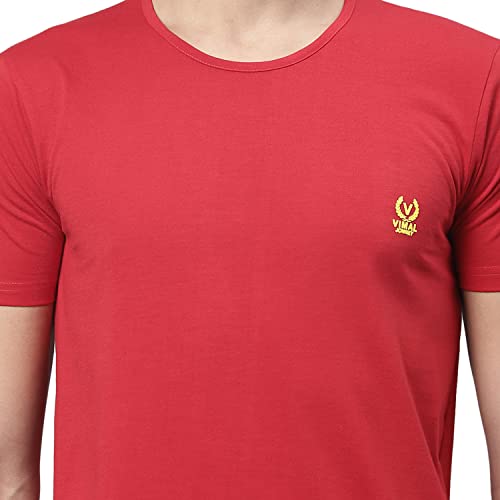 Image of Mack Jonney Men Round Neck Cotton Solid Regular Fit T-Shirt-T Anthraa 01-P