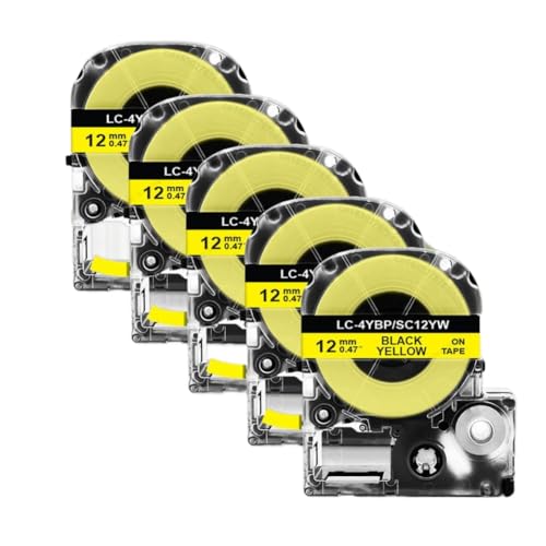 2 �` 10 �p�b�N SS12KW �ƌ݊��� LabelWorks SS12KW �e�[�v 12 �~�����[�g�� LK 4WBN 4WBN ���n�ɔ� LW300 LW400 ���x�����[�J�[(5PK Black on Yellow)