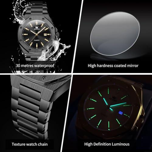 Image of OLEVS Watches for Men Luxury Fashion Large Dial Male Watches Analog Quartz Stainless Steel Waterproof Business Dress Men's Wrist Watch