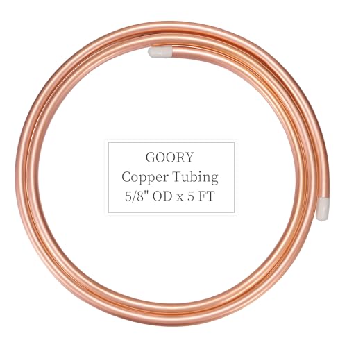 Image of GOORY Copper Tubing 5 /8 inch OD x 0.562 inch ID x 5 FT - 99.9% C12200 Pure ACR Tube - ASTM B280 Refrigeration T2 Copper Tube Soft Coil - Round Seamless Tubing for HVAC System Refrigerator Industry DIY