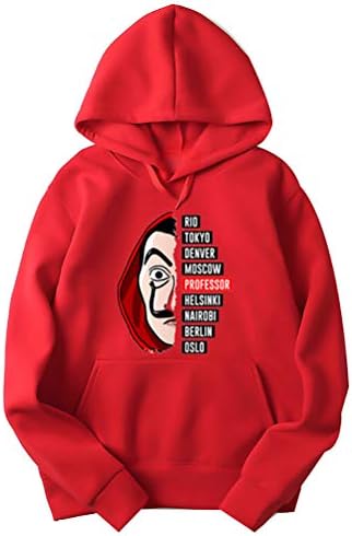 DalĂ La casa de Papel Graphics Print Long Sleeve Tops Sweatshirt Hoodies Red