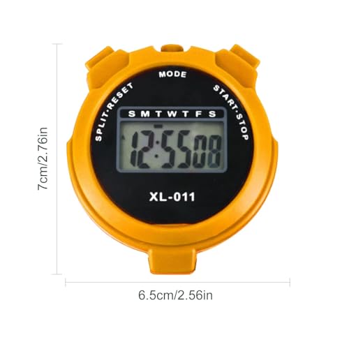 Image of Digital Sports Stopwatch Timer Stopwatch Lap Timer Digital Calendar Alarm Clock Referee Watch for Training Swimming Running (Yellow)