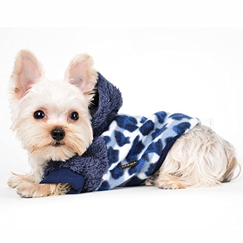 Dog Sweaters For Small Dogs, Fleece Dog Hoodie Clothes, Spring Winter Cute Warm Puppy Chihuahua Sweater, Pet Doggie Sweater For Yorkie Teacup, Cat Apparel (Leopard Blue, X-Small) #TOP1