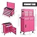 Goplus Pink Tool Chest, 5 Drawers Rolling Tool Cabinet w/Detachable Top Toolbox, Universal Lockable Wheels,Lock Bar,Protective Liner,Tool Rack, Metal Tool Storage Cart, Tool Box for Garage Workshop