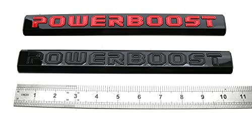 Image of 2pcs POWERBOOST Latter Emblem Left Door Badge Nameplate Replacement for 2019-2023 F-150 (Red)