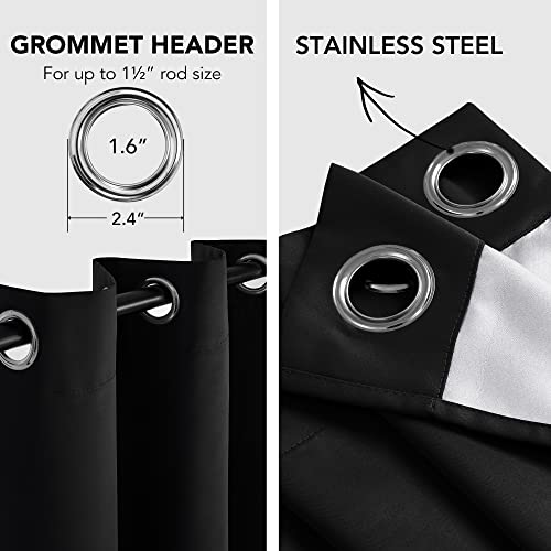 Deconovo Living Room Curtains For Windows, 95 Inch Curtains - Soundproof Curtains, Thermal Insulated Draperies With Silver Coated (52W X 95L, Black, 2 Panels) #TOP6