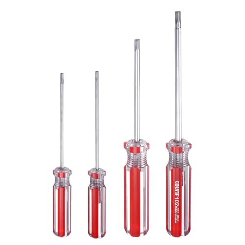 sourcing map 4pcs Magnetic Square Screwdriver 75mm/3 Length SQ0(2mm) SQ1(2.5mm) SQ2(3mm) SQ3(3.5mm) 4 Point Screw Driver with Non-Slip Handle for Appliances Repair Improvement, Red