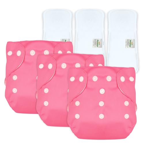 Image of Bumpers Baby Reusable Cloth Diaper with Insert Pad | Leak-Proof, Super Absorbent & Ultra Soft | Adjustable & Washable Cloth Diaper | Prevent Rashes | Freesize 5-17Kg | (3M-3Y), Pack of 3, Pink