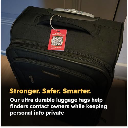 Smart Luggage Tags | Privacy QR Code Luggage Tag Keeps Personal info Private | Customizable Travel Suitcase Tags for Women Men | Use with GPS Bag Locator Tracking Tags, Air Tag for Android or iOS2