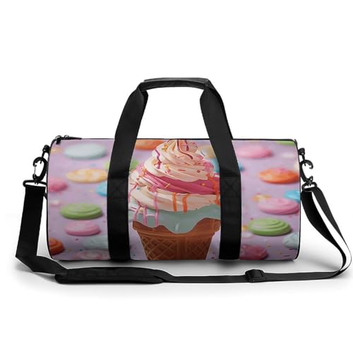 Gym Bag for Men Women Many Colored Ice Cream Duffel Bag Overnight Bag with Compartment Gym Sackpac