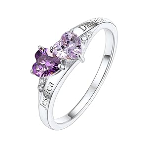 Custom4U Personalized 1-4 Birthstone Rings for Women Promise Rings for Her Sterling Silver Mothers Ring Customized Cubic Zirconia Stones Wedding/Valentine’s Day/Mother’s Day Jewelry Gift for Mom Wife