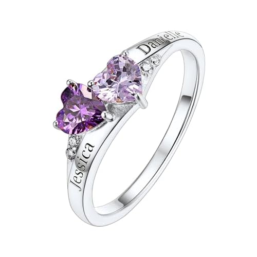 Custom4U Personalized 1-4 Birthstone Rings for Women Promise Rings for Her Sterling Silver Mothers Ring Customized Cubic Zirconia Stones Wedding/Valentine’s Day/Mother’s Day Jewelry Gift for Mom Wife