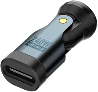 DAIAD マグネット充電変換アダプターのみ 9ピン PD 240W USB Type-C MicroUSB 急速充電 防塵 360度回転 LED (グレー, 0.02)