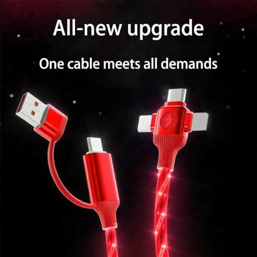 Image of 6 Combinations Multi Ports USB Charger Cable USB A /USBC to Micro USB /Type C PD Fast Charging Cord Light Up LED Starry Current to be a Night Light Compatible with Most of devices-39 inches Red.