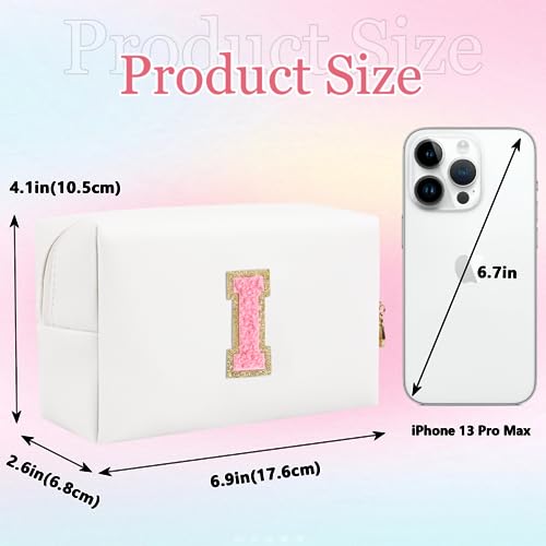 HENGNI Bolsa de maquiagem pequena personalizada com letra inicial, bolsa de cosméticos de couro PU à