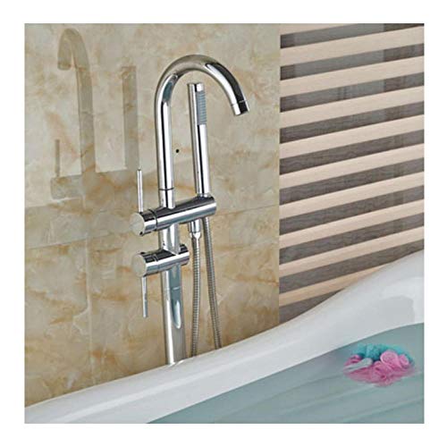 Robinet mitigeur de baignoire sur pied chromé à double poignées - 2