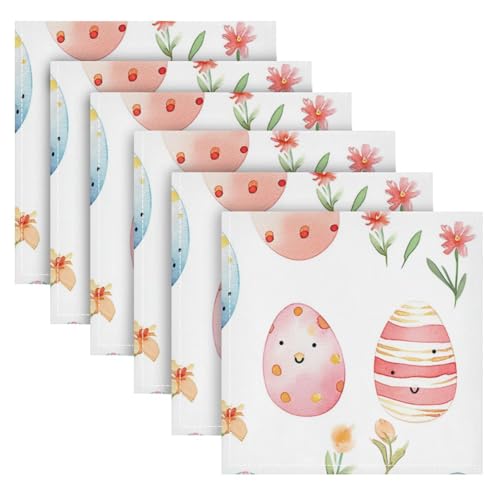 Servilletas de tela con patrón de huevo y flores, pack de 6 miniatura 2