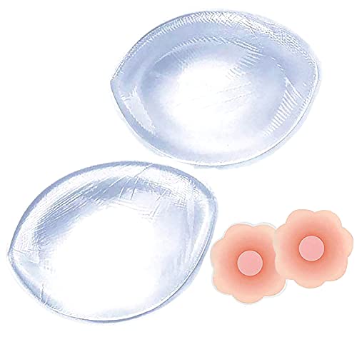 DSJC Silicone Bra Inserts Breast, Bra Pads Inserts Clear Enhancers Gel Bra Push Up Pads for Women (White-Medium)