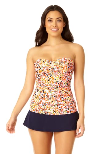 Image of Anne Cole womens Front-shirred Bandeau One-piece Swimsuit One Piece Swimsuit