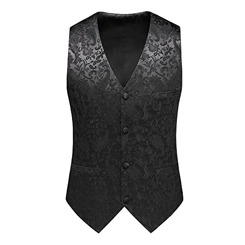 UNINUKOO Mens Suit 3 Piece Tuxedo for Men Paisley Floral Peak Lapel Double Breasted Blazer Vest Pants Set2