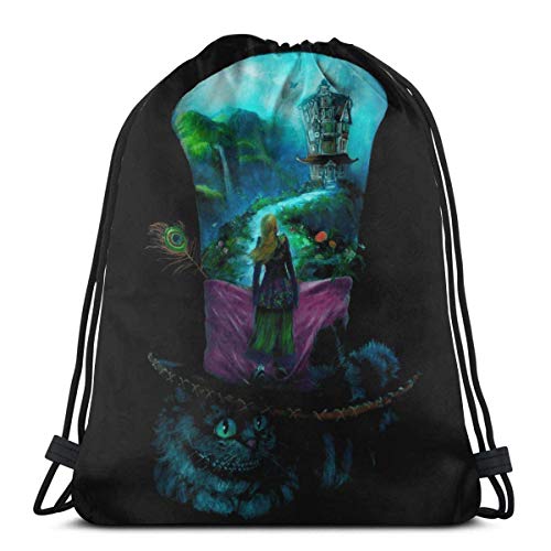 Bolsas con cordón OPLKJ Saco deportivo para gimnasia Bolsas para regalos de fiesta Bolsa de regalo con envoltura Mochilas con cordón Almacenamiento Bolsas para regalos Bolso Cinch - Sombrerero Cheshi
