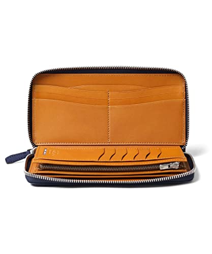ACCESSORIES, Leather Round Zipped Wallet card slit 19 DUPUY Bubble No.639607, Navy2