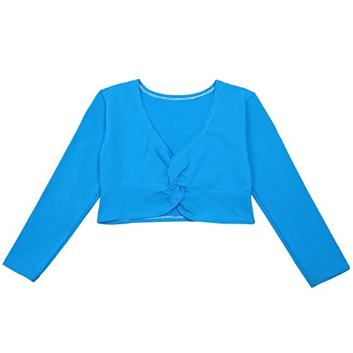 YiZYiF Kids Girls Dance Ballerina Front Twist Long Sleeve Cotton Wrap Top