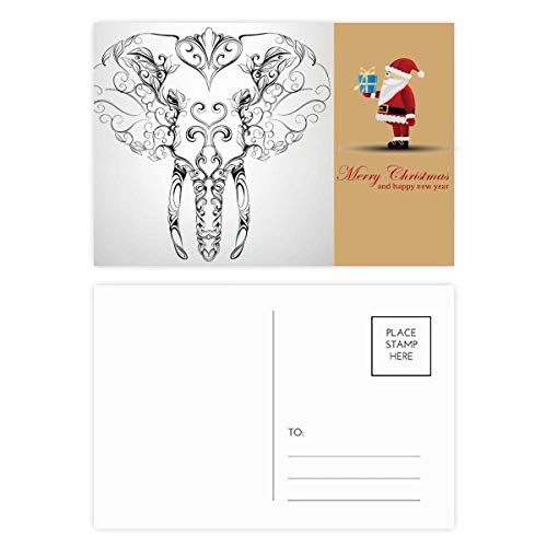 Cartes postales Mammouth éléphant portrait Père Noël pour collectionneur et vœux créatifs