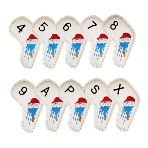 LckCryspho ゴルフアイアンヘッドカバー10個セット 軽量PUレザー製 男女兼用 4-9・A・S・P・X対応 他ブランドとの互換性あり (白)