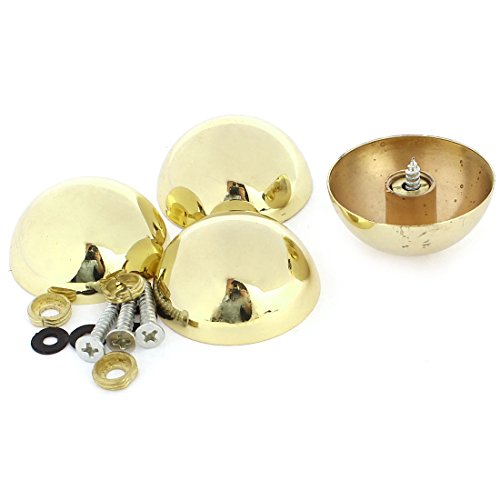 Aexit 4 Pcs quality Parts 37mm Dia 16mm Height Zinc Alloy Glass Mirror Screw Cap Gold Tone Model:16as391qo623