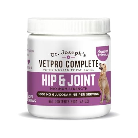 Dr. Joseph's VetPro Complete Dog Hip and Joint Supplement, 60 Count, Pain and Inflammation Relief Chews with Glucosamine, Chondroitin, MSM, Turmeric, Vitamin C, Omega 3, Chicken Flavored Cover