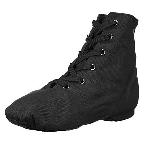 Danzcue Womens Black Canvas Lace up Jazz Boot Shoes, 7 M US
