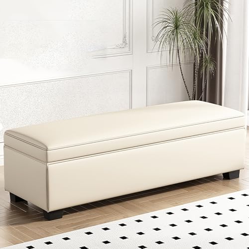 Otomana cuadrada grande de almacenamiento de cuero de 15.7 pulgadas de alto, asiento y almacenamiento, perfecto para dormitorio y sala de estar, banco de esquina versátil, múltiples opciones de color