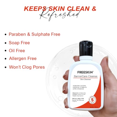 Image of Freeskin BarrierCare Cleanse Face Cleanser | Hydrating Glycerin, Niacinamide (Vitamin B3) & Panthenol (Pro-Vitamin B5) | Deep Hydration, Radiant Glow & Gentle Cleansing | For All Skin Types | 125ml
