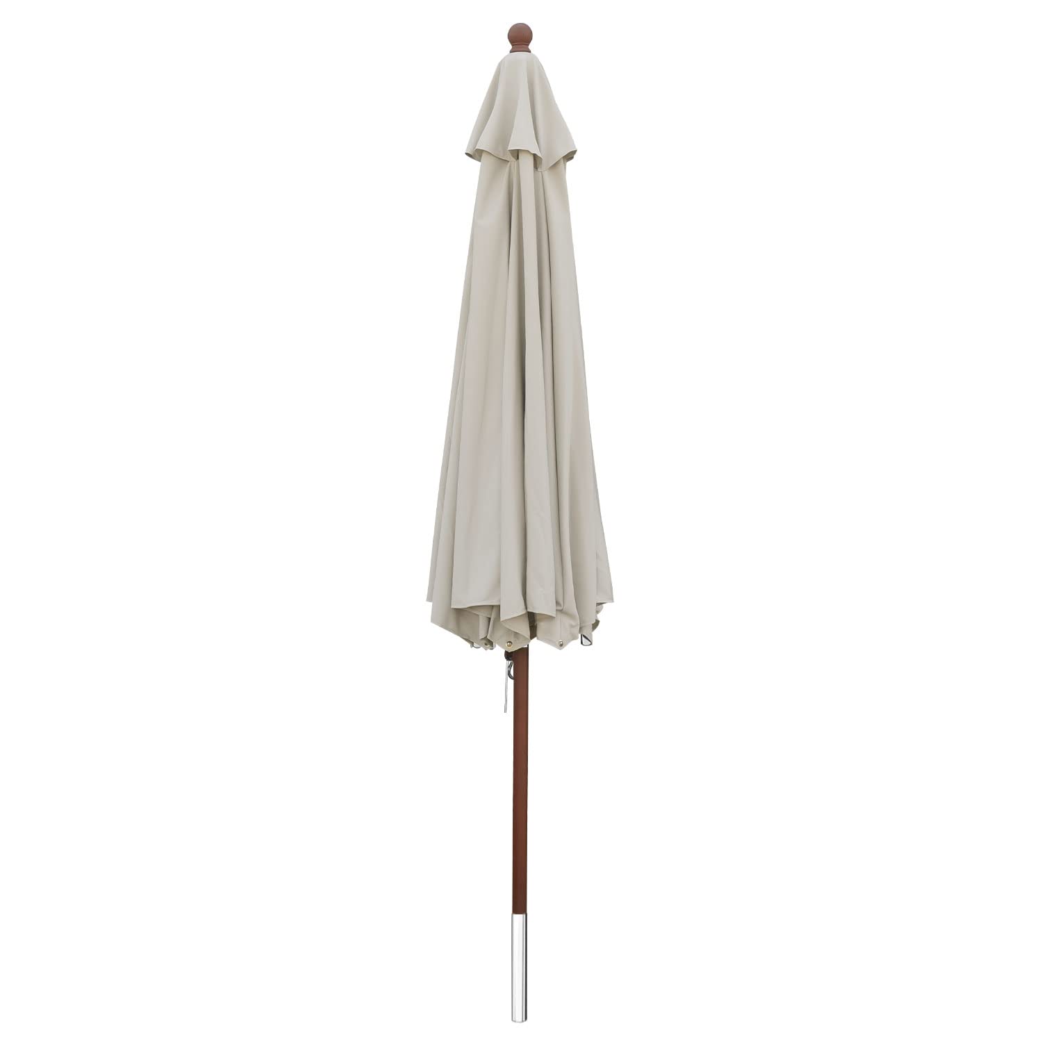 anndora® Sonnenschirm 300 cm 3m rund, milchcaffee | Gestell Holz, Bespannung Polyester, Stammschutz, Seilzug Dubble Pully